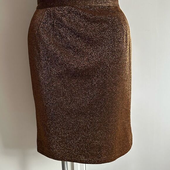 Glittery Brown/Copper Skirt, Size 16, Carmen Marc Valvo - Picture 3 of 9